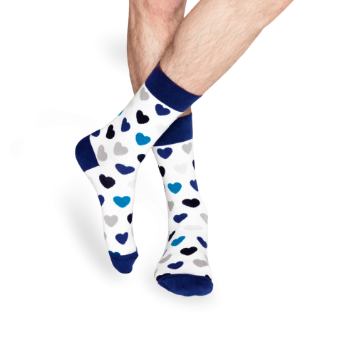 ponožky s modrými srdíčky