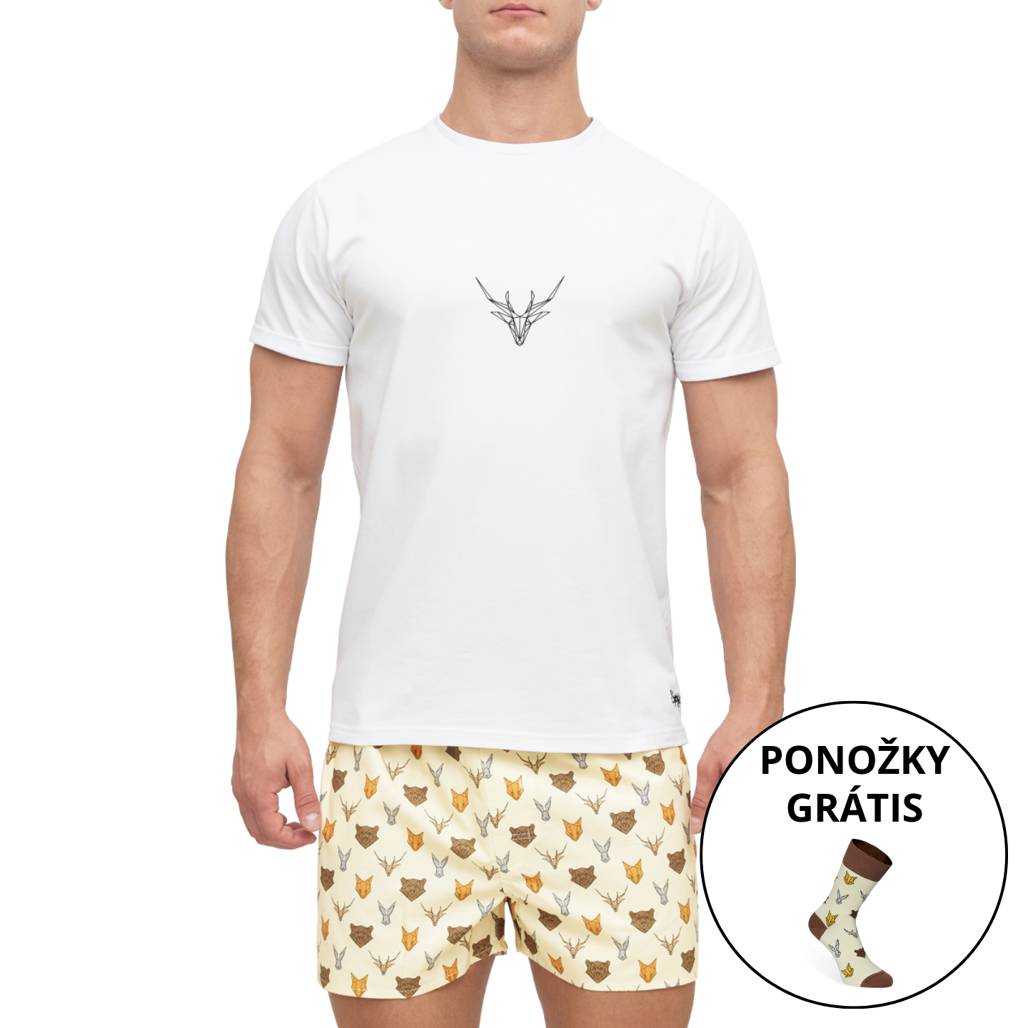 Slippsy Pánské tričko Animal bílé/XXL